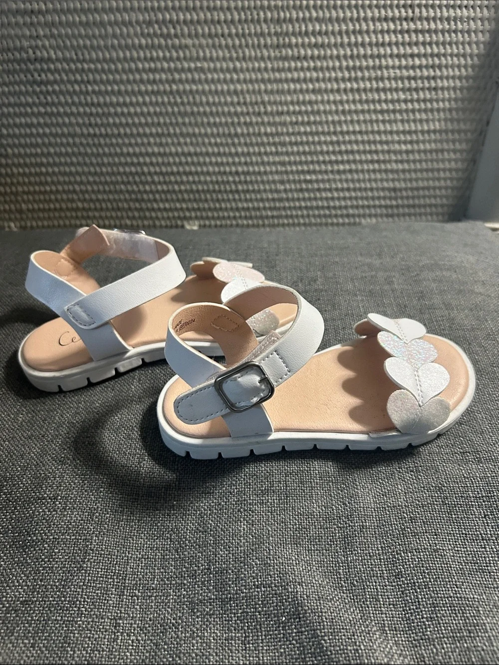 CECELIA NEW YORK White Girls Glitter Floral Strap Sandals